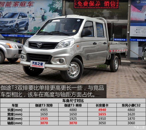 福田汽车 伽途t3 2016款 1.2l基本型双排4w12m