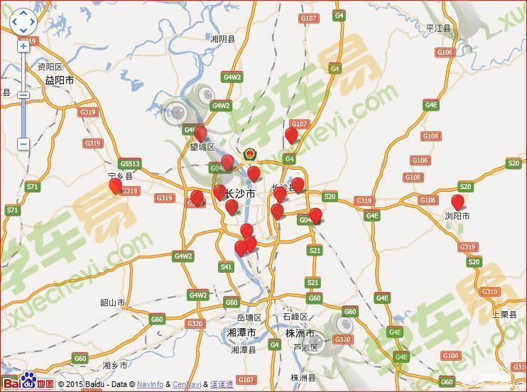长沙科目二、三各驾考考场分布图及详细地址 