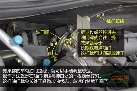 汽车怠速可调高 不过油耗也会升高 ● 电喷油门调怠速需改行车