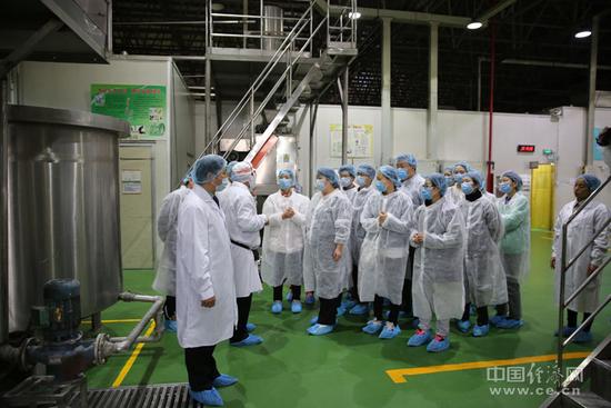 中国经济网青年员工参观旺旺米饼产品生产车间.