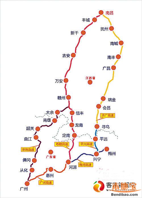 平兴高速月底通车(附路线图)广东往江西又增新路