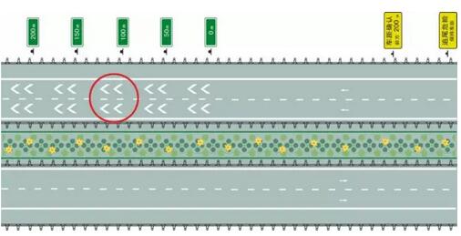 白色半圆状车距确认线