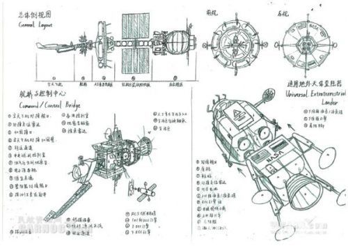 南航学生醉心飞行器 手绘航天器设计图(2)