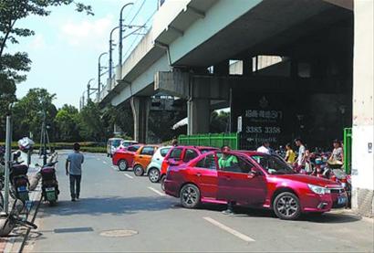一号线富锦路站依然有"黑车"候客 毛锦伟 摄 本报记者 毛锦伟 8月1日