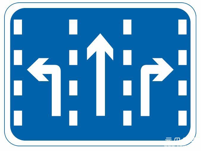 还有很多标明了道路名称,通行方向,距离等信息的标志都是交叉路口预告
