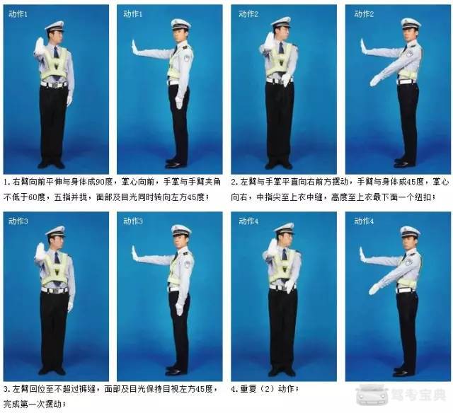 科目一和科目四常考交警手势