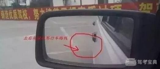 打死方向盘后,看后视镜,通过后视镜观察库角和车身延长线的距离(下图