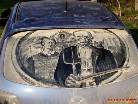 后车玻璃画画搞笑图片