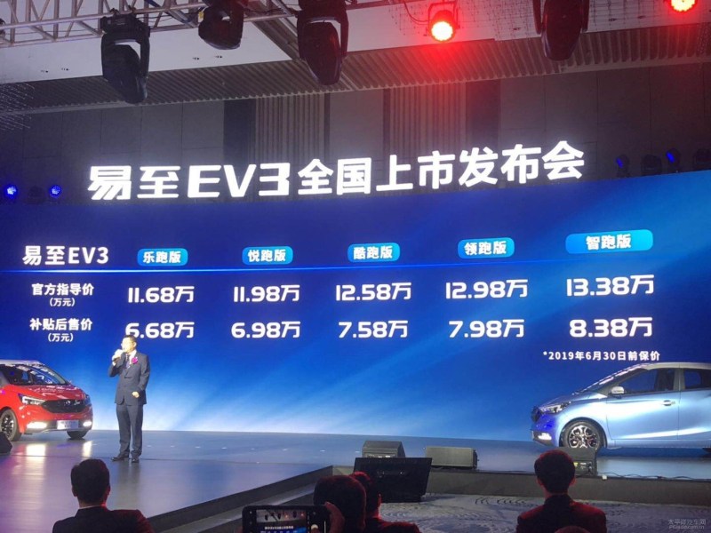 江铃易至EV3正式上市 补贴后6.68-8.38万